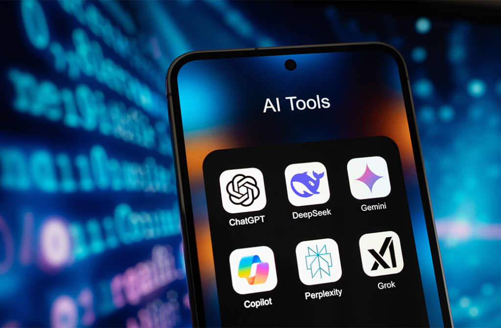 Illustration explaining how AI-powered search provides answers using online information